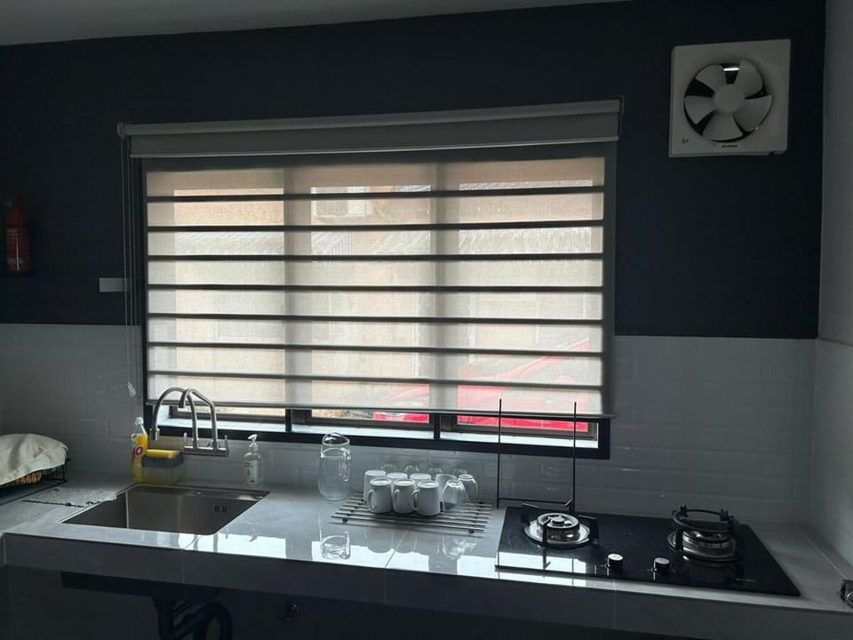Kitchen or kitchenette, stove