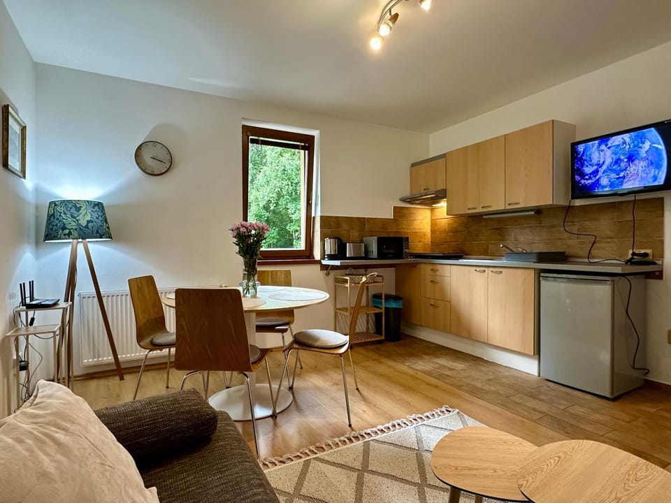 Living room, kitchen