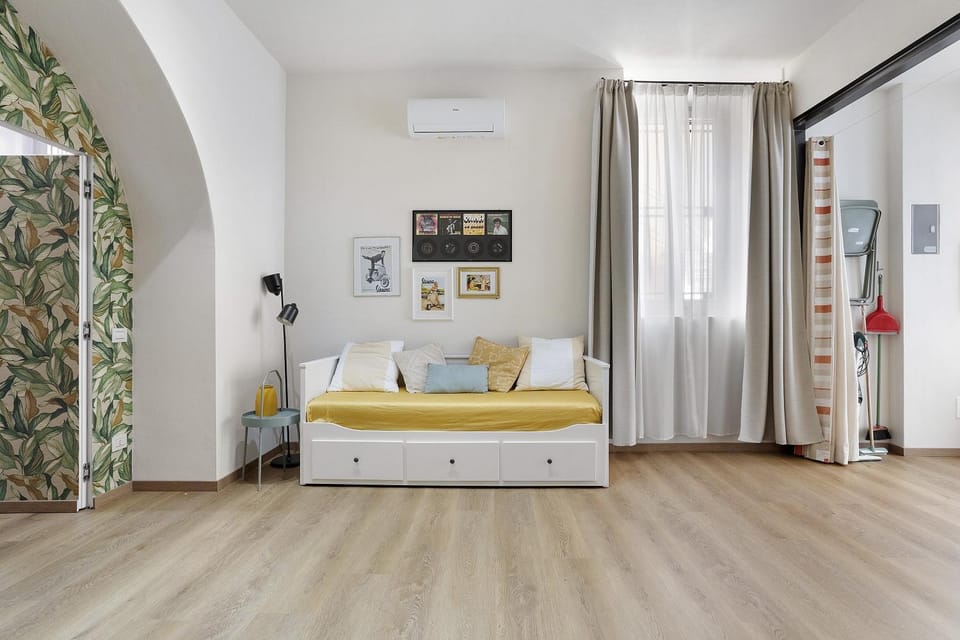 Property building, Living room, Bedroom