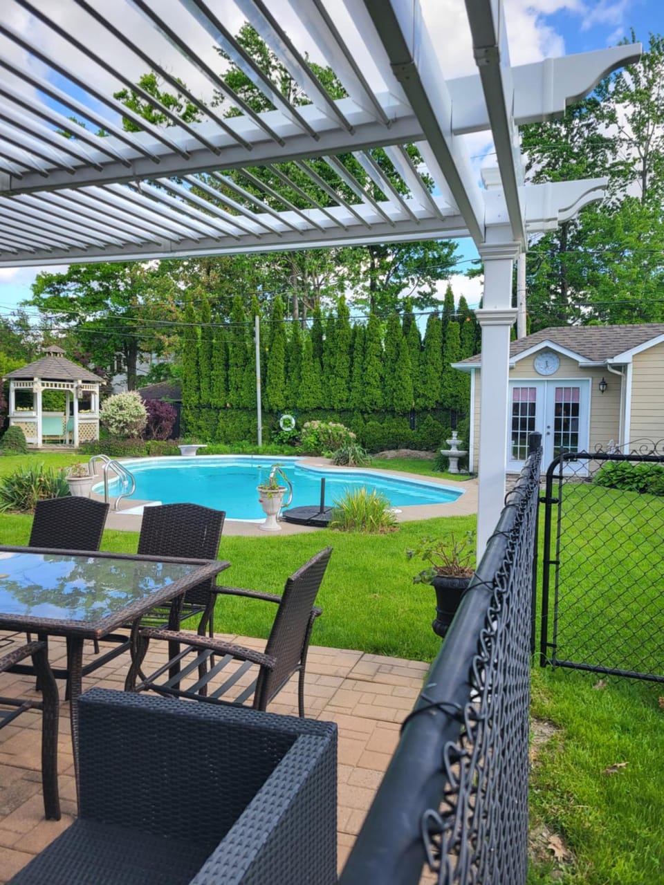 Patio, Garden, Pool view