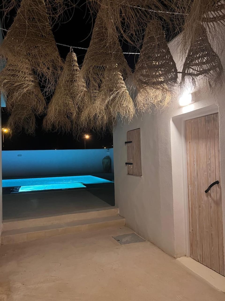 Night, Pool view, Swimming pool