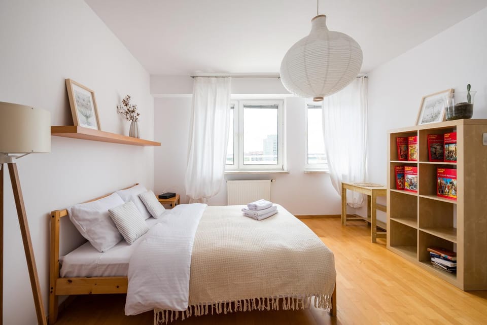 Bed, Photo of the whole room, Bedroom, towels, wardrobe