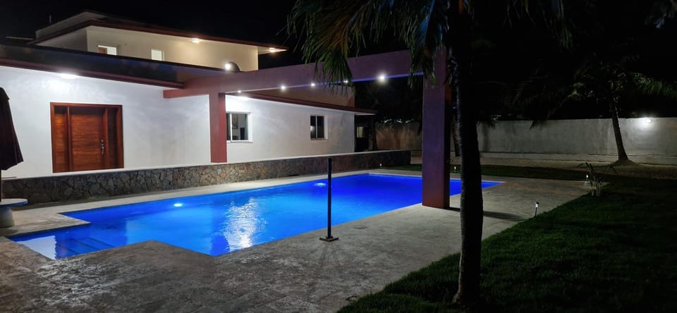 Property building, Night, Swimming pool