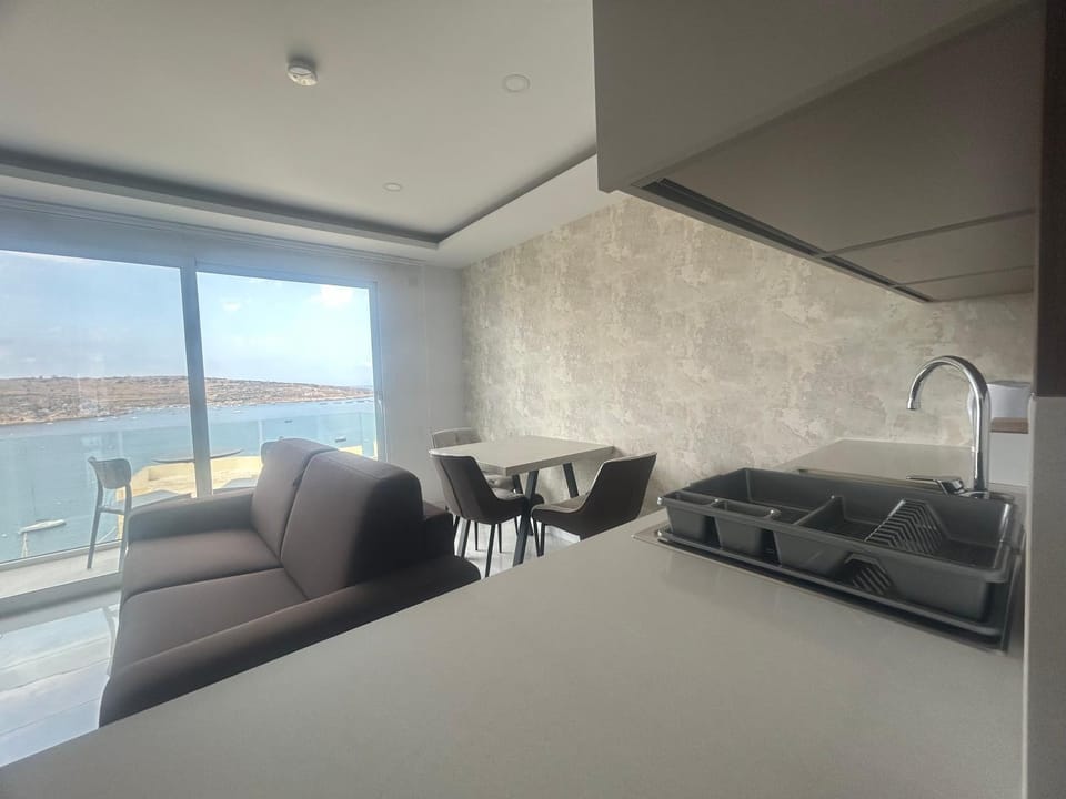 Natural landscape, Living room, Seating area, Dining area, Sea view, kitchen
