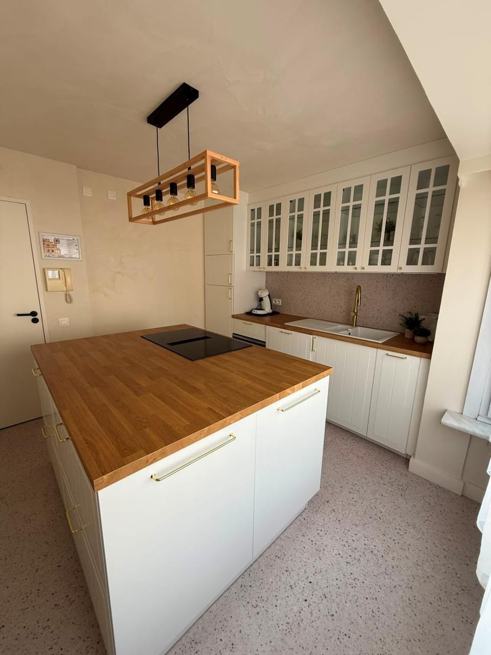 Kitchen or kitchenette, stove
