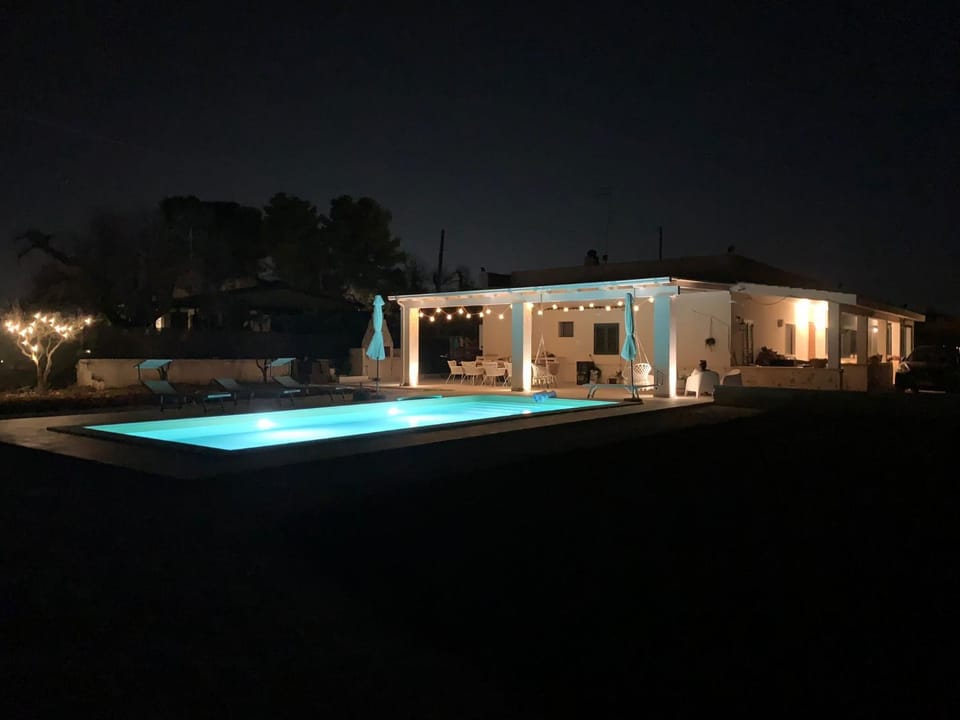 Night, Pool view, Swimming pool