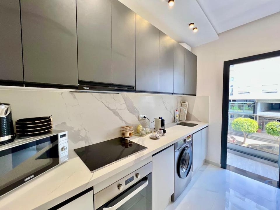 Kitchen or kitchenette, oven, stove, toaster