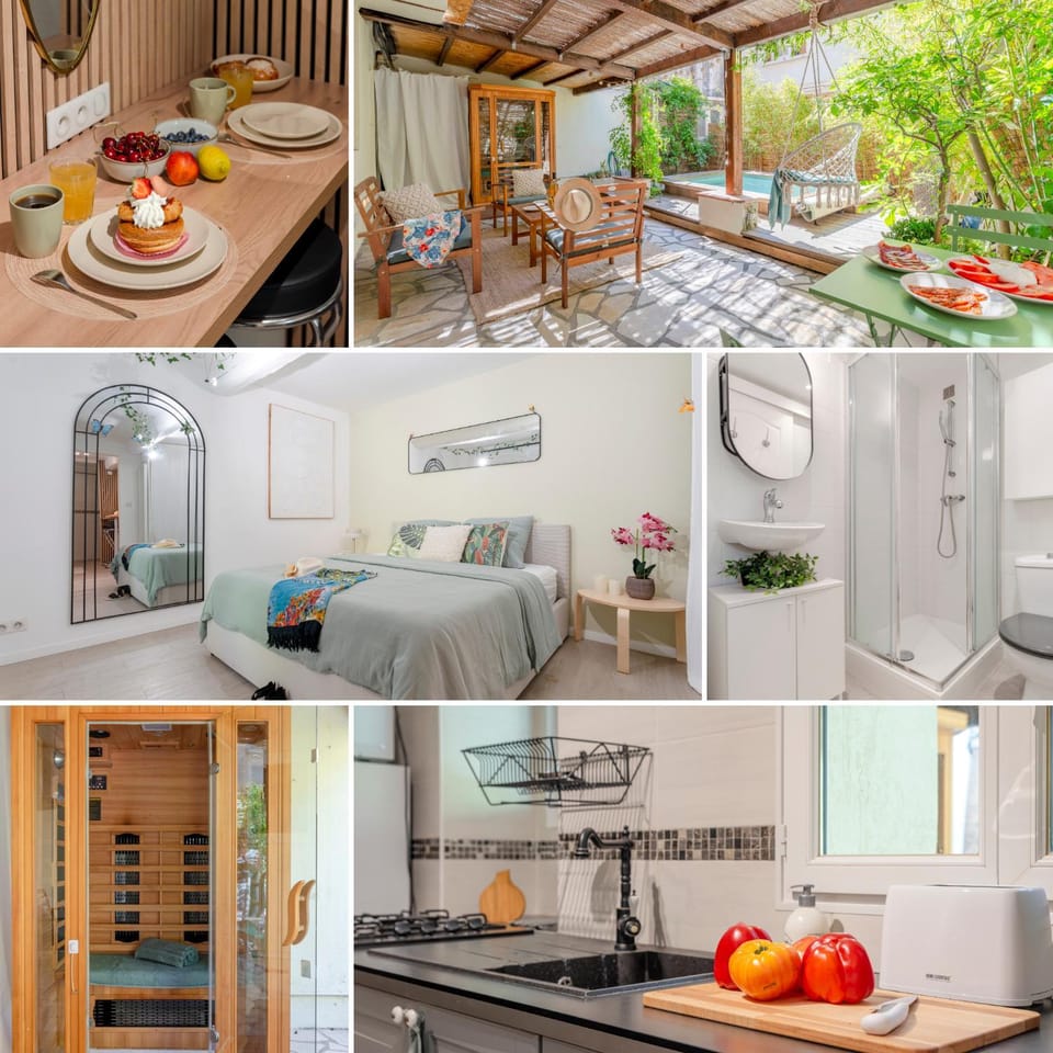Patio, Kitchen or kitchenette, Living room, Food and drinks, Seating area, Dining area, Food