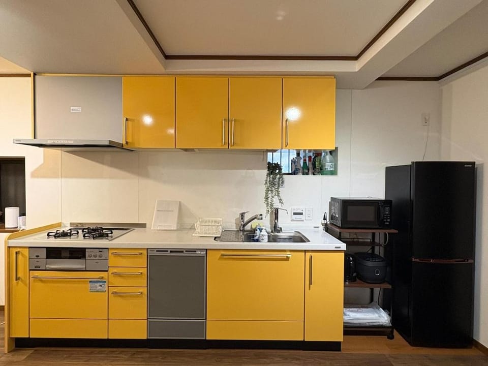 Kitchen or kitchenette, dishwasher, stove