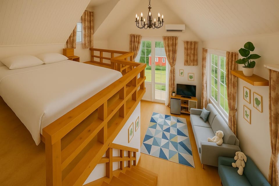Bed, TV and multimedia, Living room, Photo of the whole room, Seating area, Bedroom