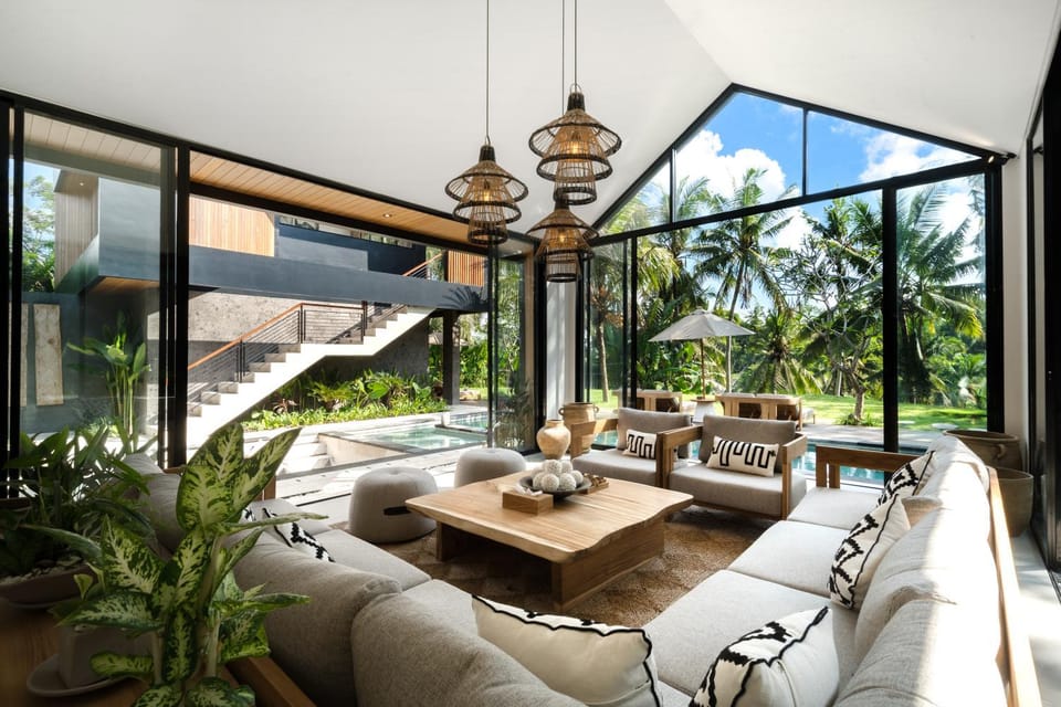 View (from property/room), Living room, Seating area, Pool view