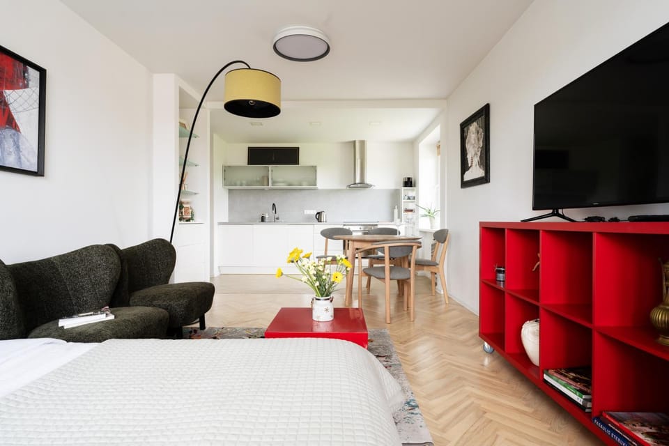 Ducks in the yard - Self Check in Apartment in Vilnius