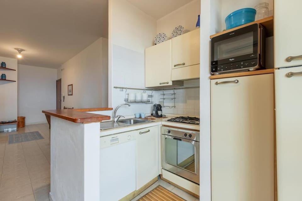 Kitchen or kitchenette, dishwasher, oven, stove