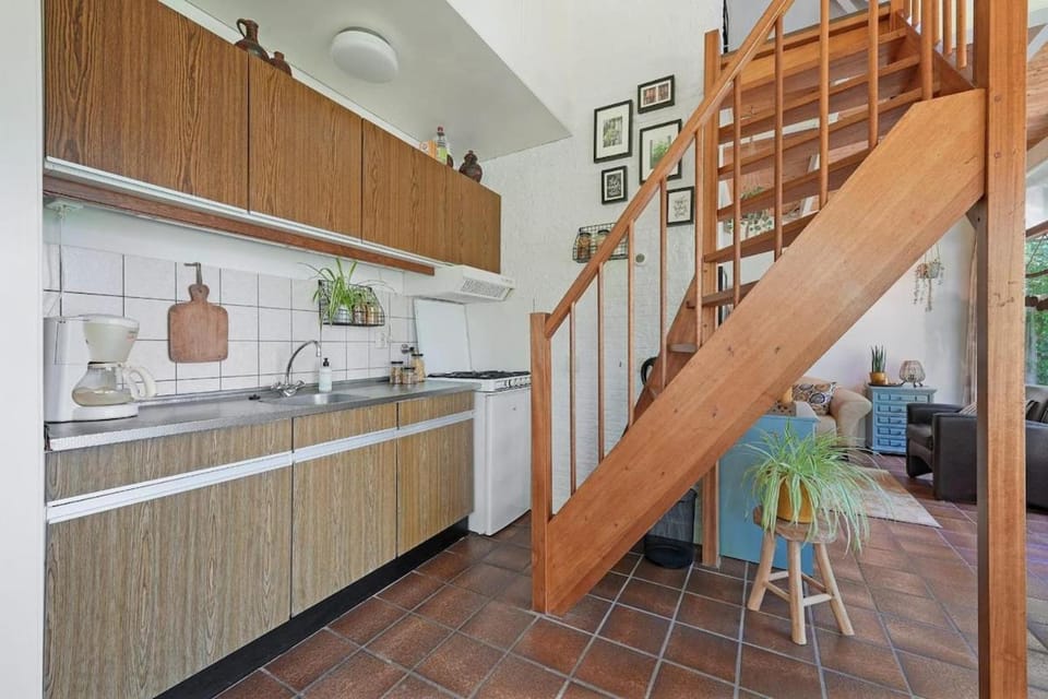 Kitchen or kitchenette, stove