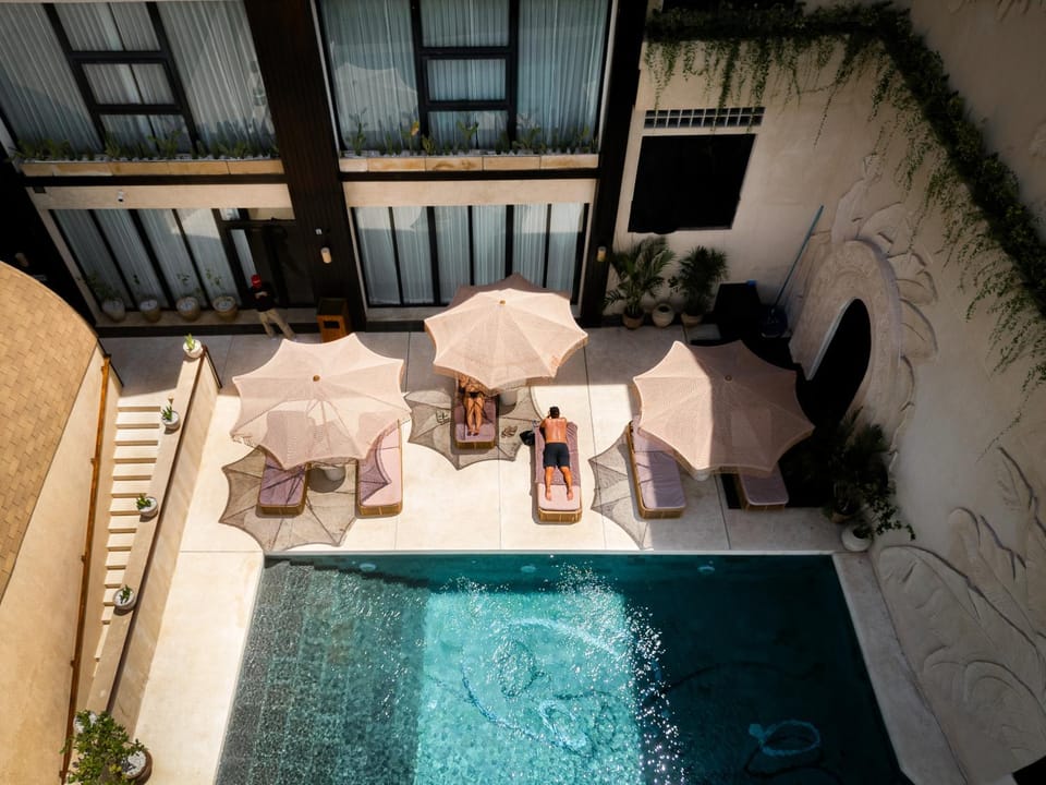 Property building, Patio, Day, View (from property/room), Seating area, Pool view, Swimming pool, sunbed