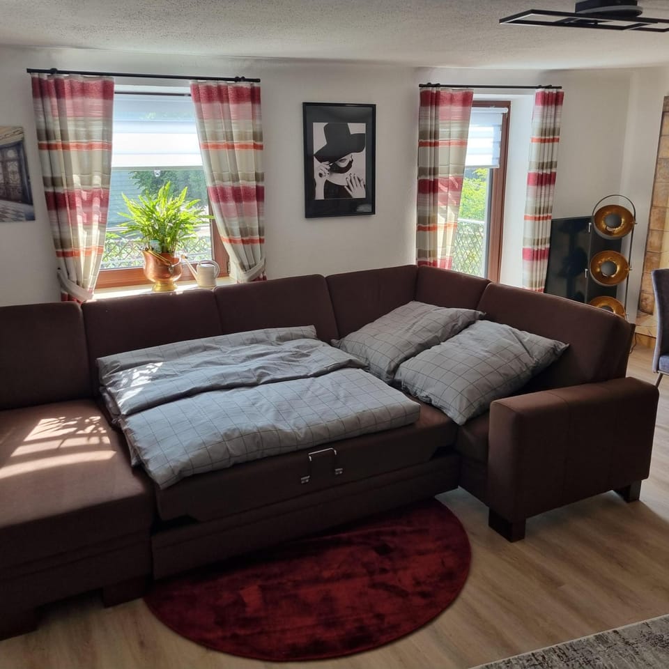 Bed, Living room, Seating area