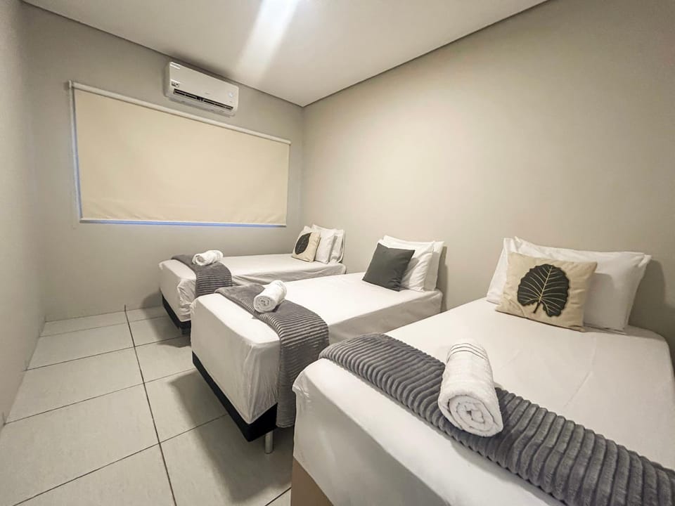 Bed, Photo of the whole room, Bedroom, towels, air conditioner