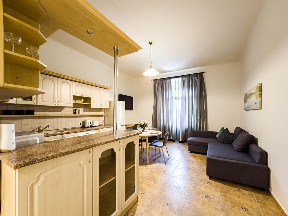 Kitchen or kitchenette, Living room, Dining area