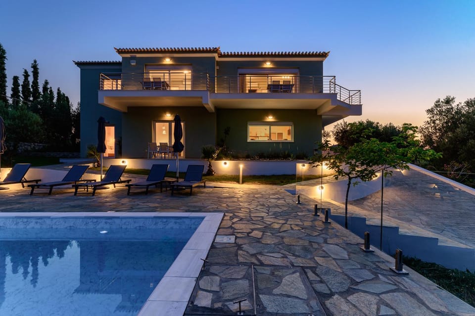 Property building, Night, Pool view, Swimming pool