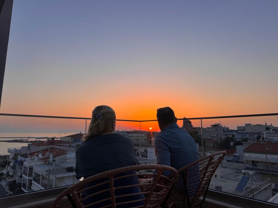 View (from property/room), Balcony/Terrace, Guests, Sea view, Sunset