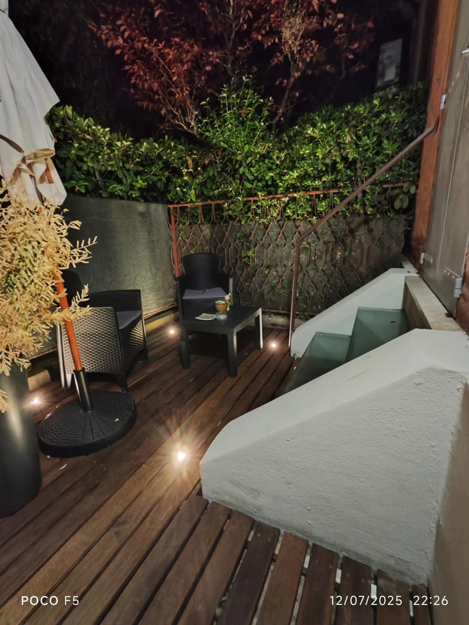 Patio, Night, Garden, Garden view