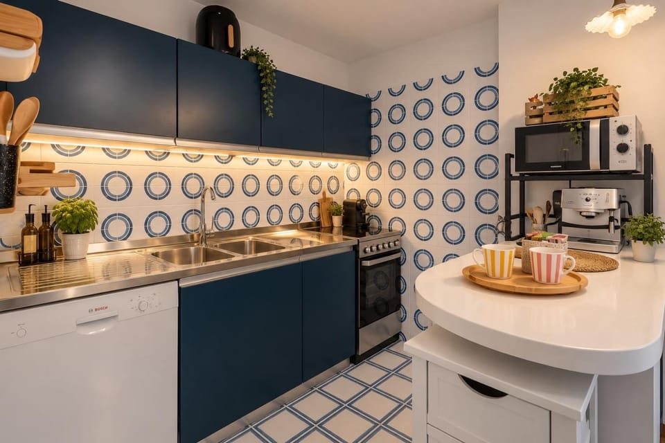 Kitchen or kitchenette, stove
