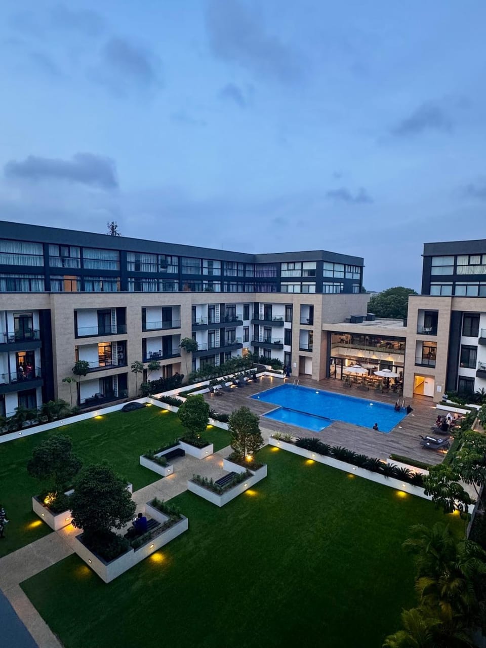 Property building, Pool view, Swimming pool, sunbed