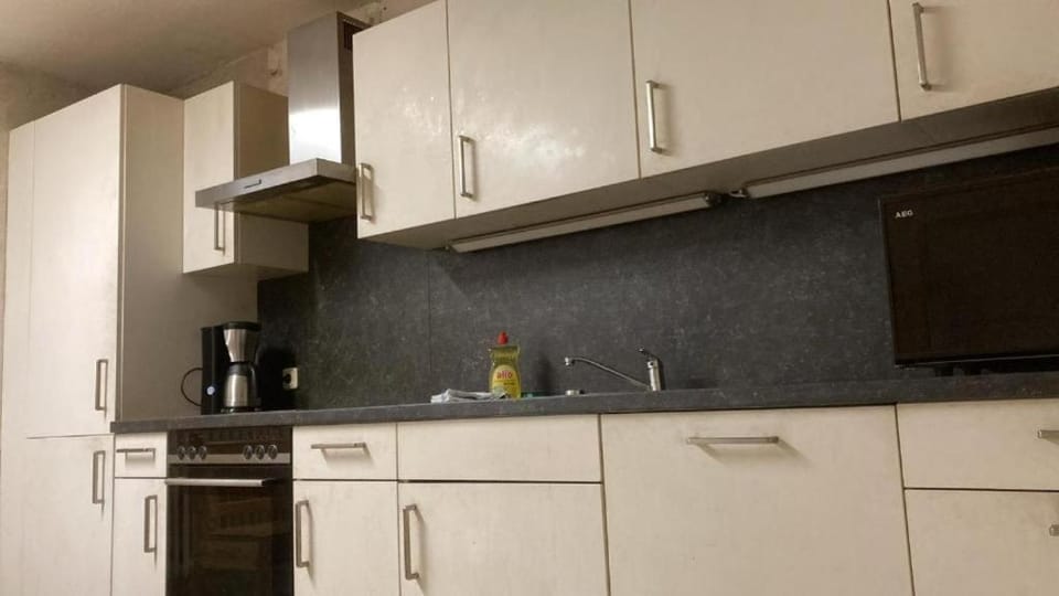 Kitchen or kitchenette, dishwasher, stove