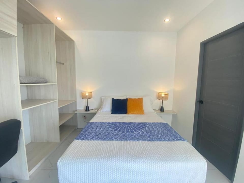Bed, Bathroom, Photo of the whole room, Bedroom, hair dryier, wardrobe, air conditioner