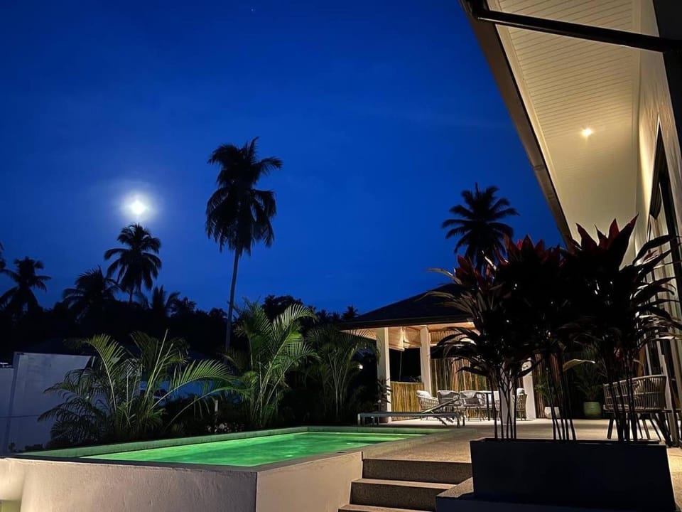 Patio, Night, Pool view