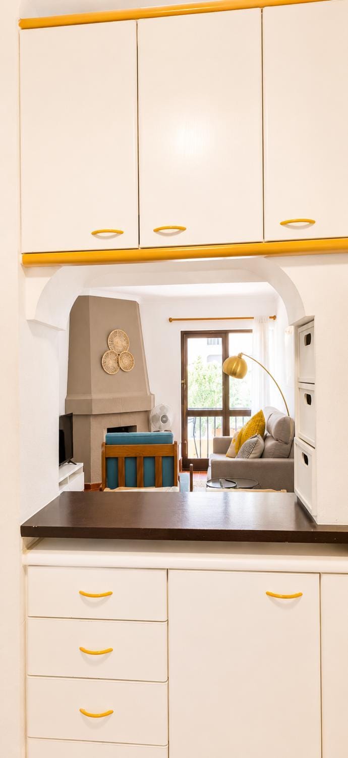 Kitchen or kitchenette, stove