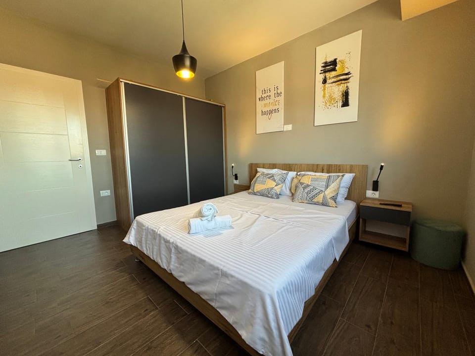 Bed, Photo of the whole room, Bedroom, towels, wardrobe