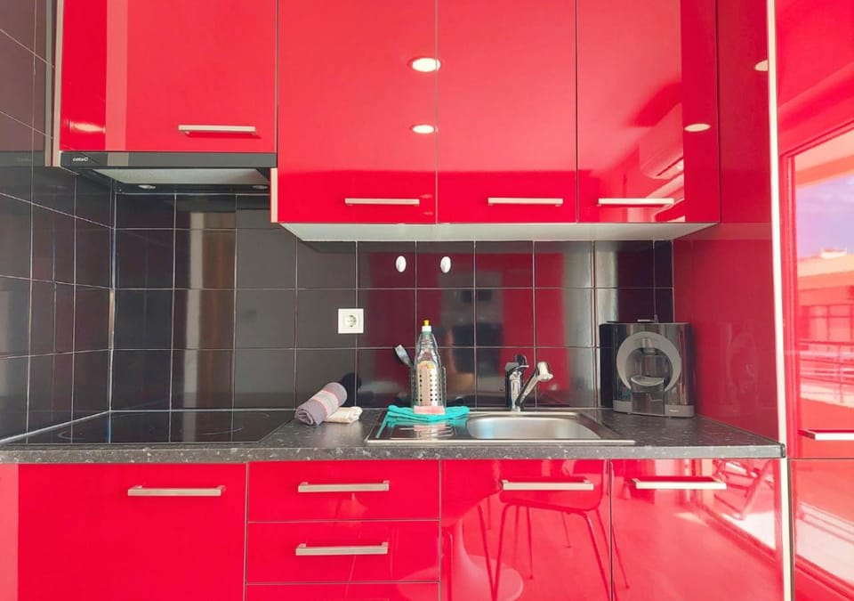 Kitchen or kitchenette, stove