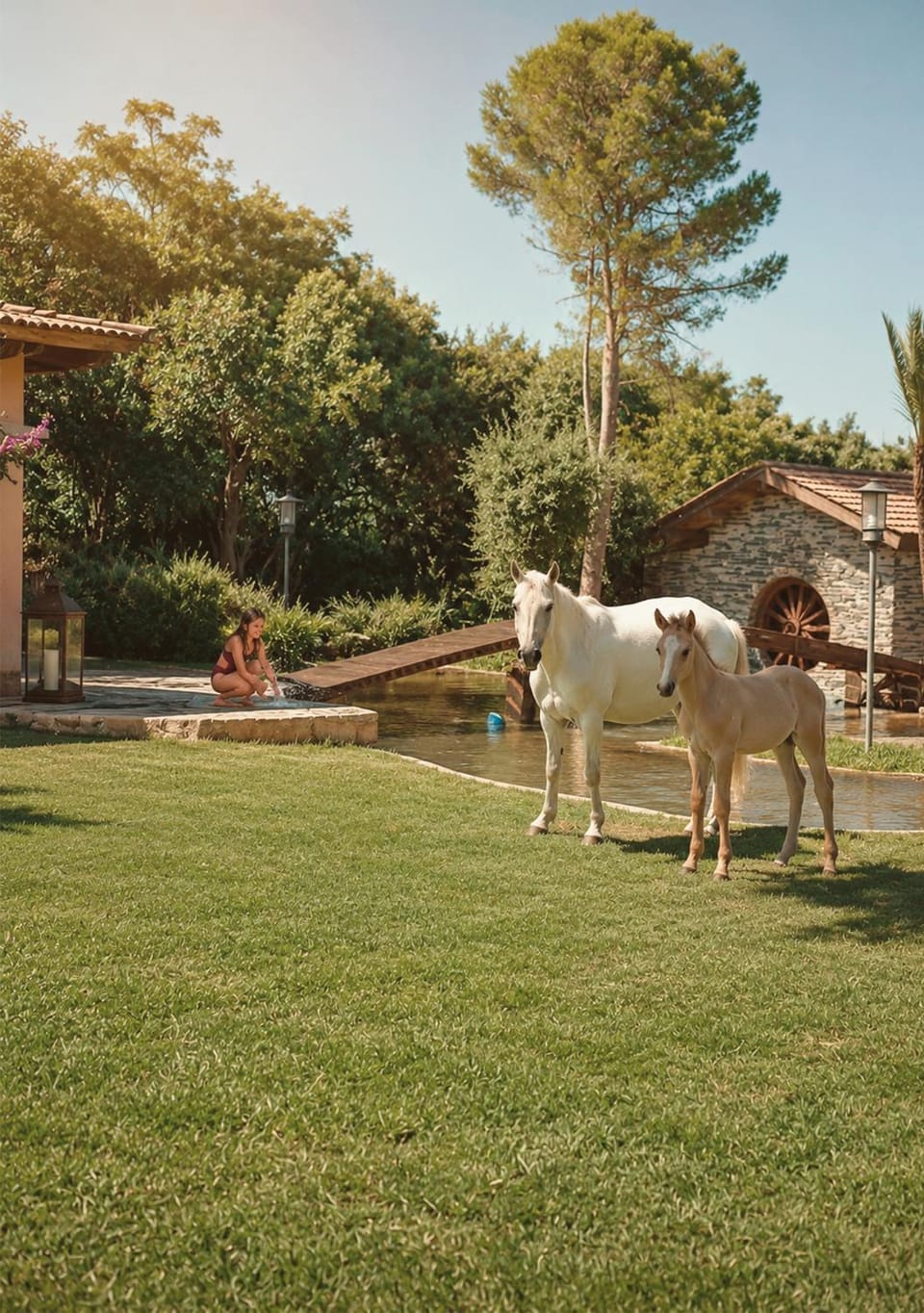 Day, Horse-riding, Beach, Beach, Animals, Swimming pool, Family
