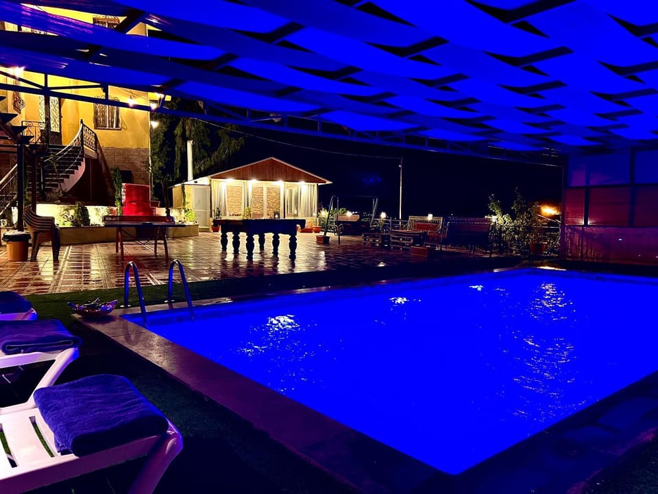 Night, Pool view, Swimming pool
