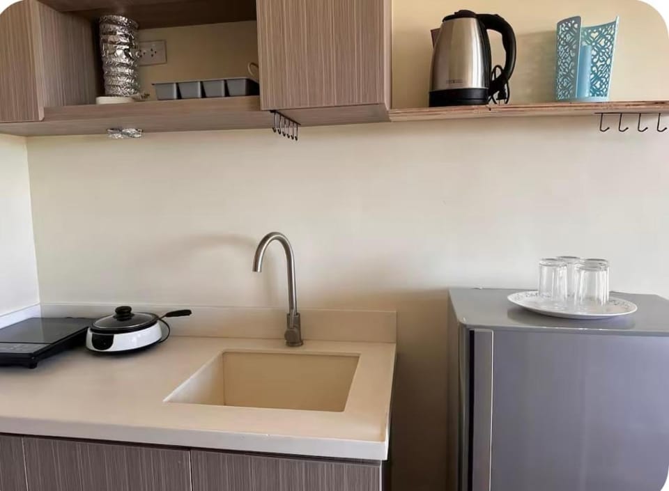 Kitchen or kitchenette, minibar, stove