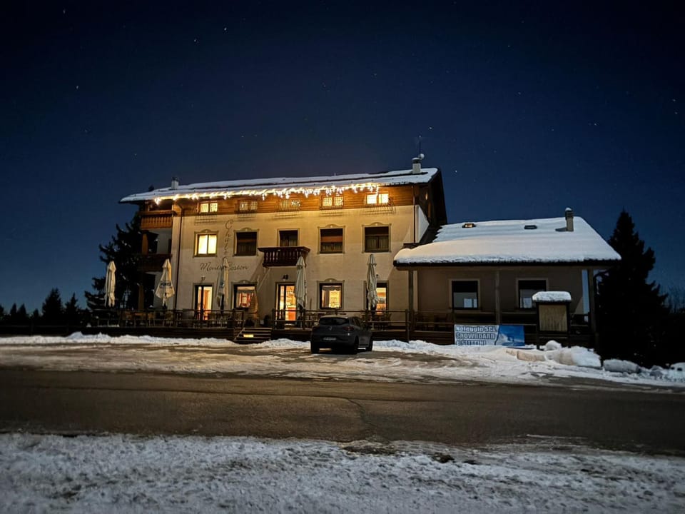 Property building, Night, Winter