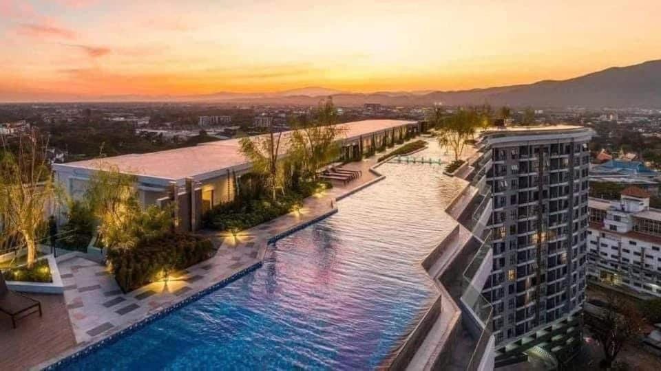 Pool view, Swimming pool, Sunset