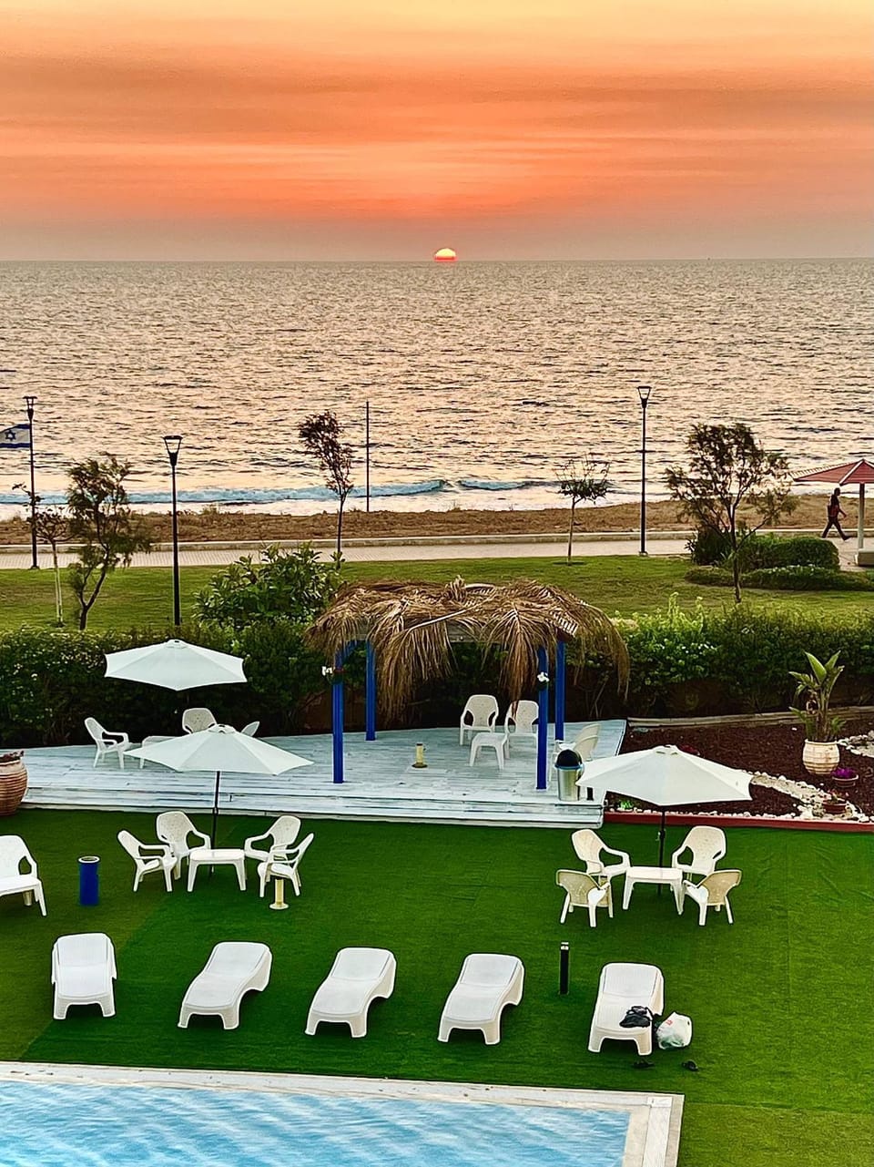 Natural landscape, Beach, Pool view, Sea view, Swimming pool, Sunset, sunbed