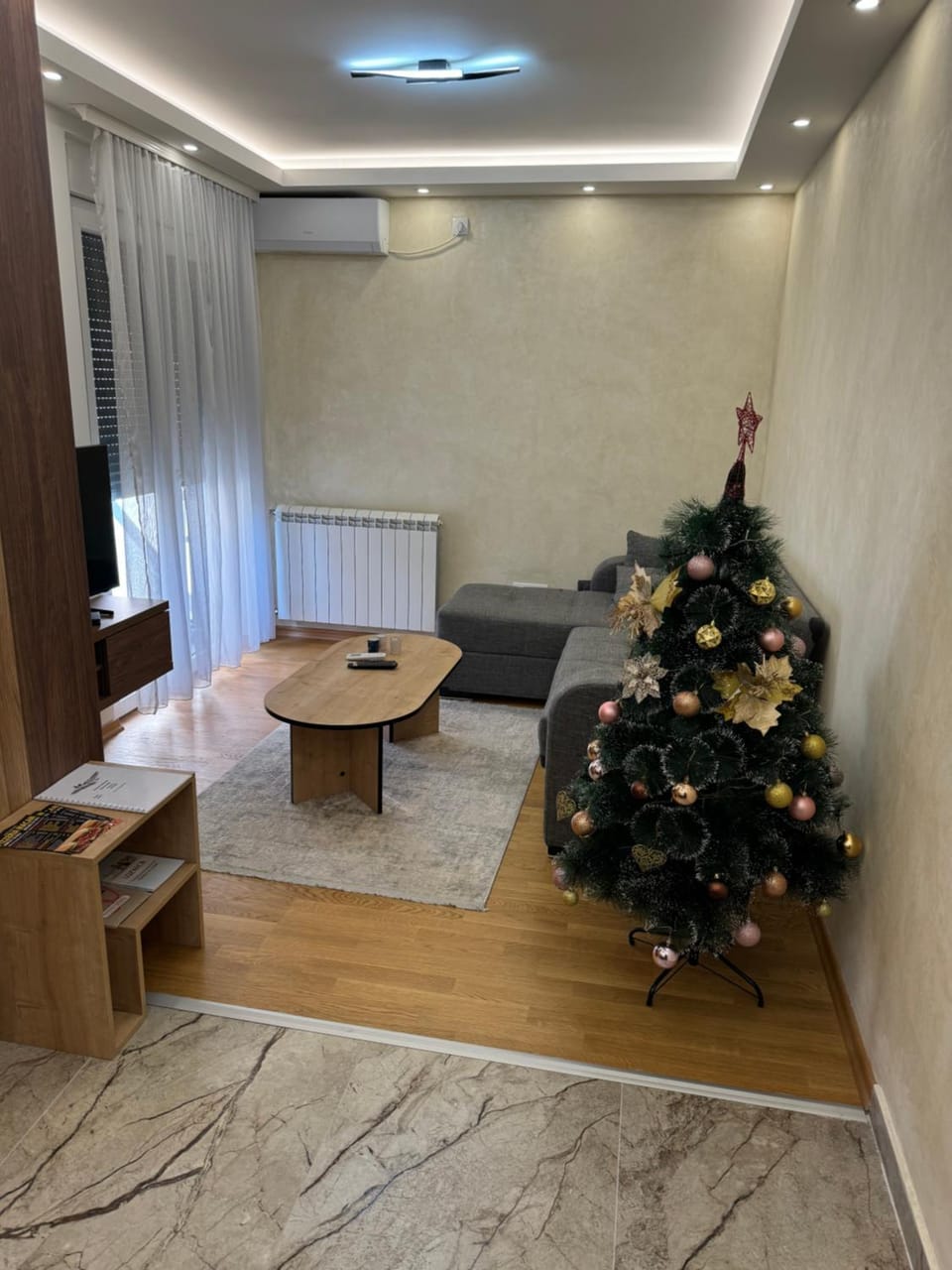 Bed, TV and multimedia, Living room, Photo of the whole room, Seating area, air conditioner
