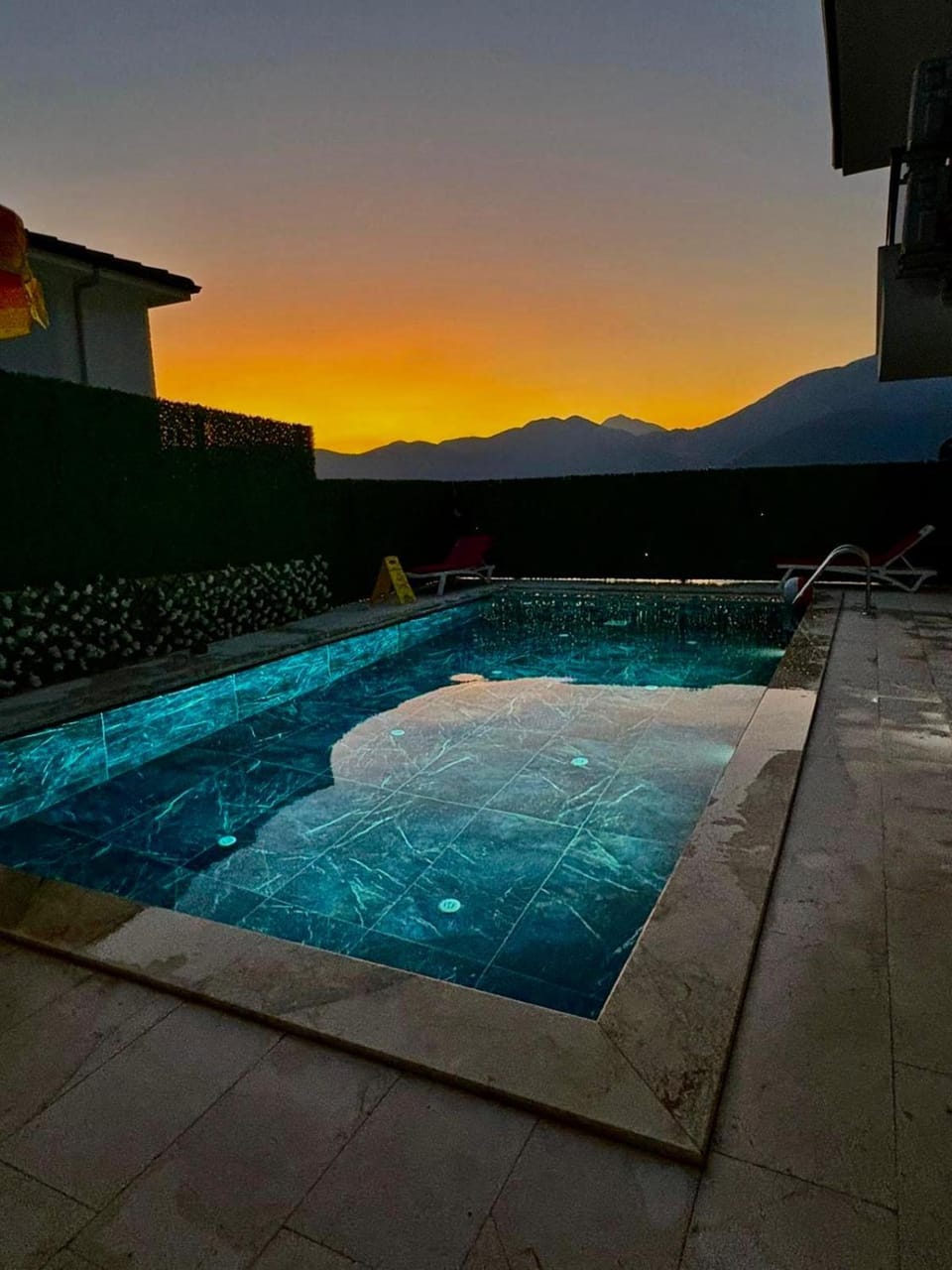 Day, Natural landscape, Mountain view, Pool view, Swimming pool, Sunset, sunbed