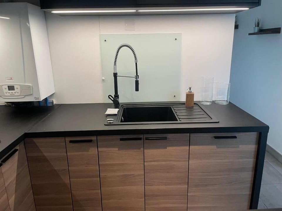 Kitchen or kitchenette, stove