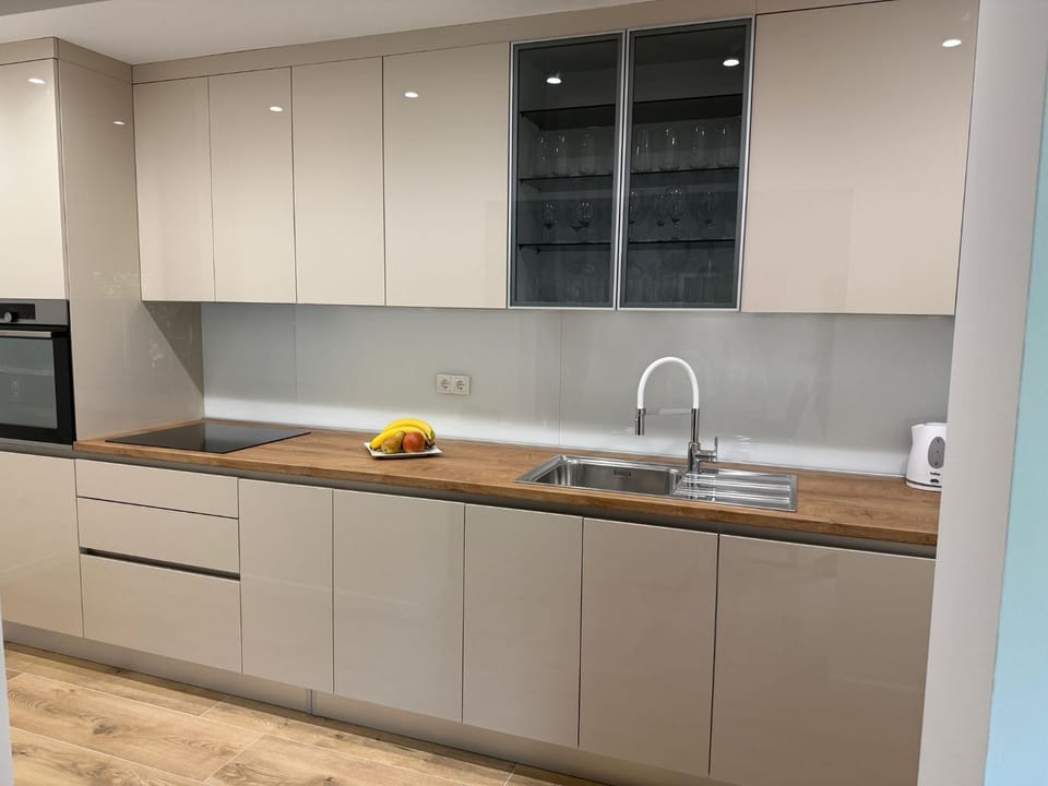 Kitchen or kitchenette, dishwasher, stove