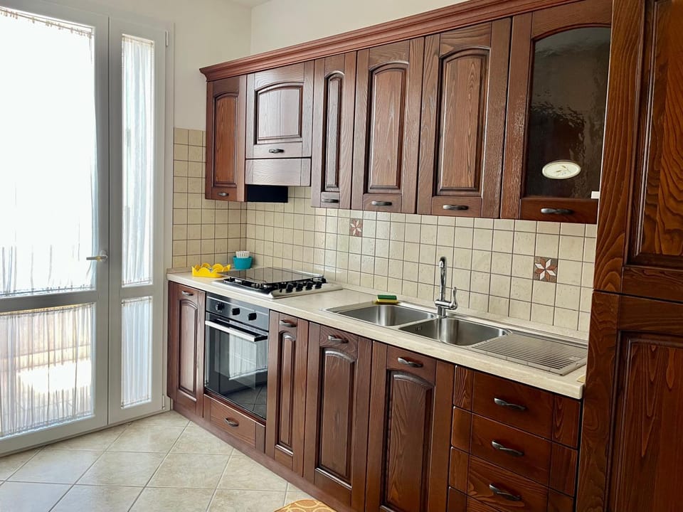 Kitchen or kitchenette, stove