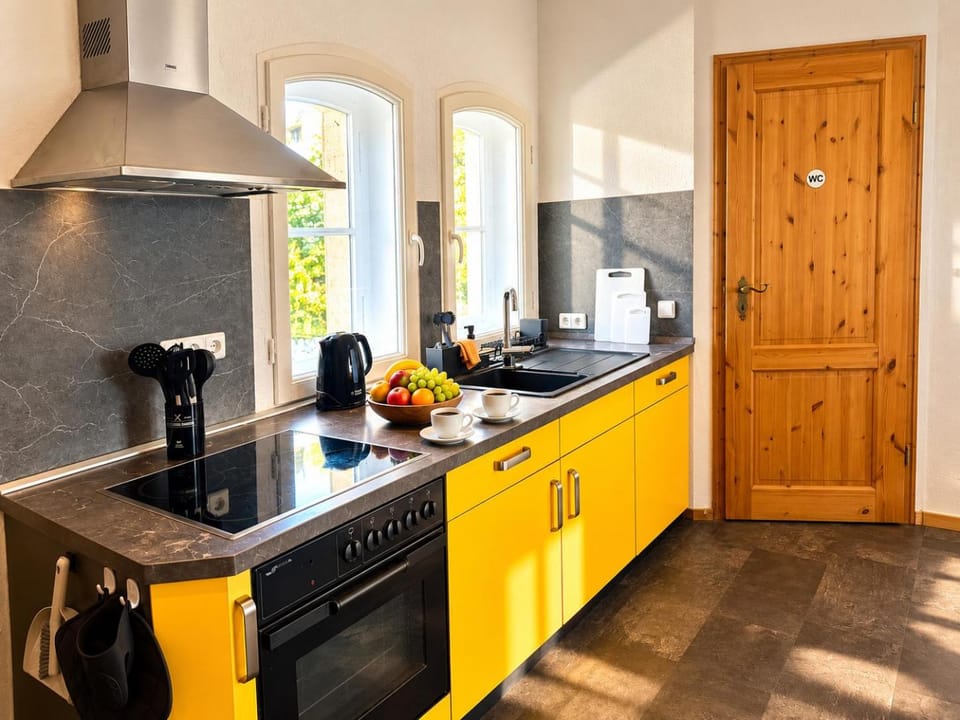 Kitchen or kitchenette, oven, stove