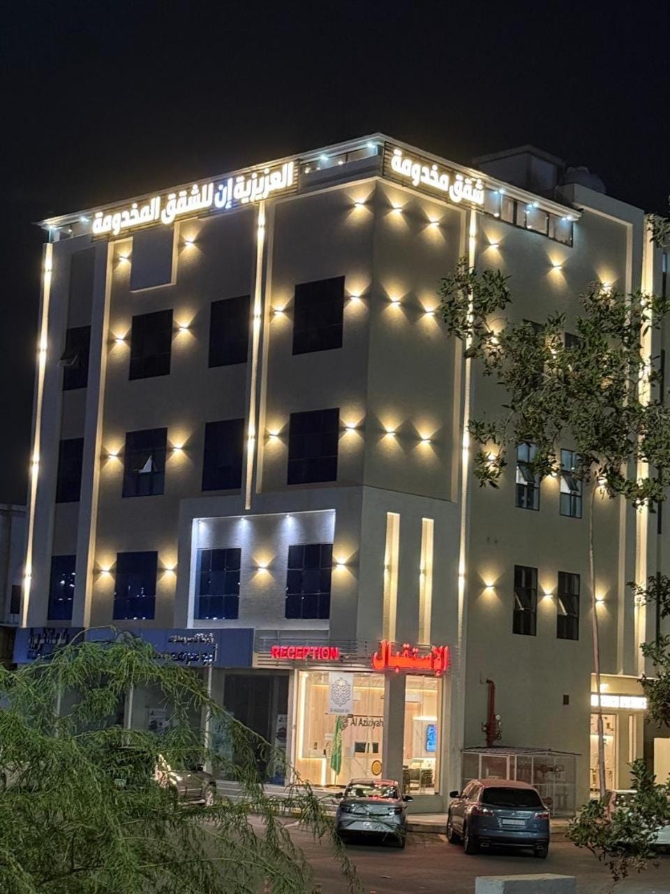 Property building, Night, City view, Location, Parking