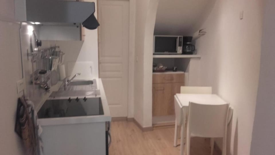 Kitchen or kitchenette, oven