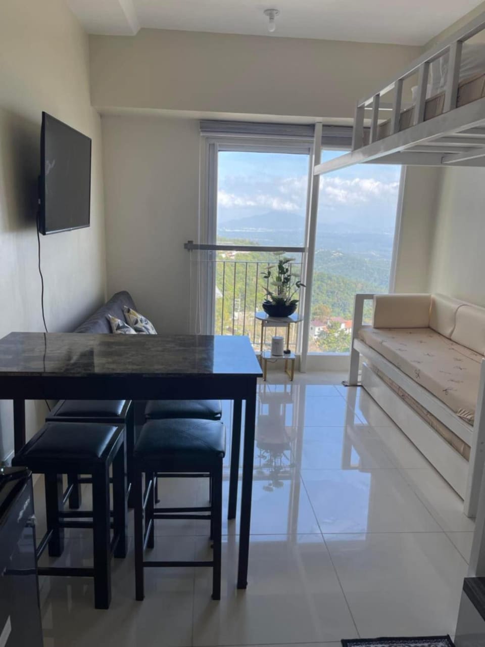 Bed, View (from property/room), Living room, Seating area, Dining area