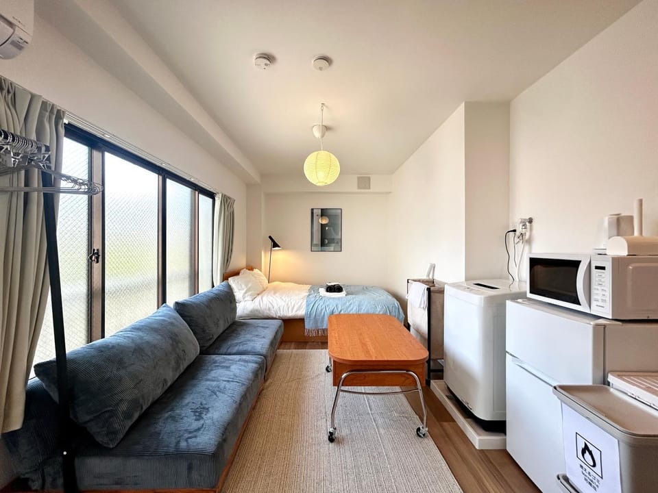 Bed, Kitchen or kitchenette, Living room, Photo of the whole room, Bedroom