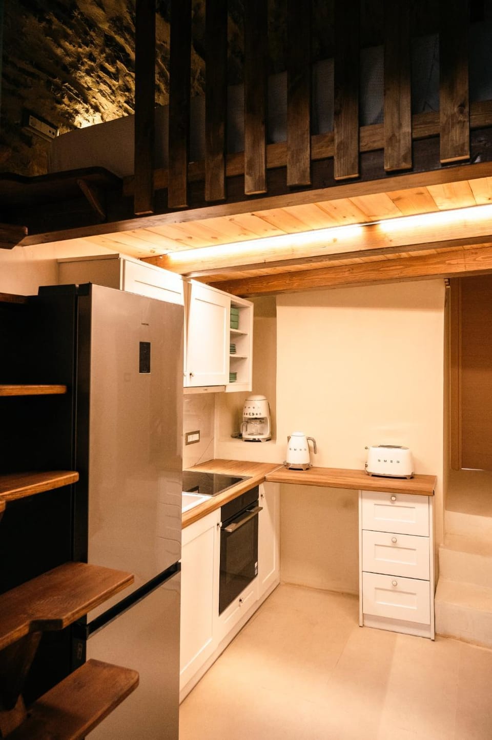 Kitchen or kitchenette, oven, stove, toaster